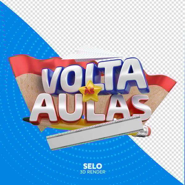 SELO 3D VOLTA ÀS AULAS ESCOLA PNG