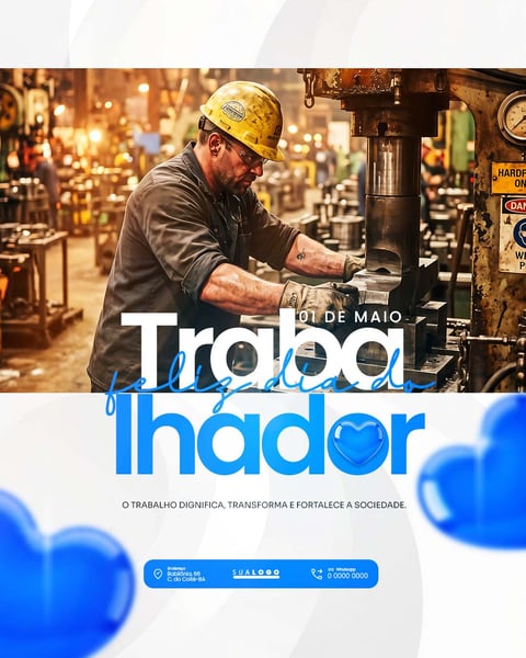 DIA DO TRABALHADOR 01 DE MAIO PARABÉNS SOCIAL MEDIA PSD EDITÁVEL 2