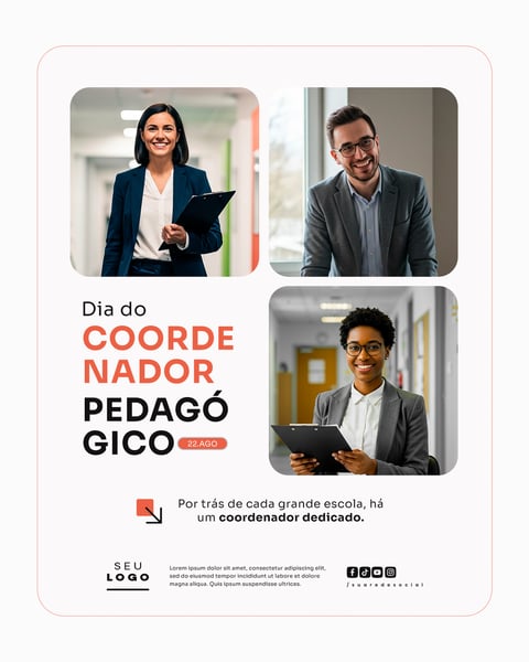 DIA DO COORDENADOR PEDAGÓGICO 22 DE AGOSTO SOCIAL MEDIA PSD EDITÁVEL 3