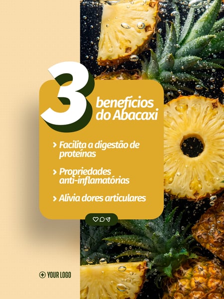ABACAXI BENEFÍCIOS NUTRIÇÃO SAÚDE SOCIAL MEDIA FLYER PSD EDITÁVEL