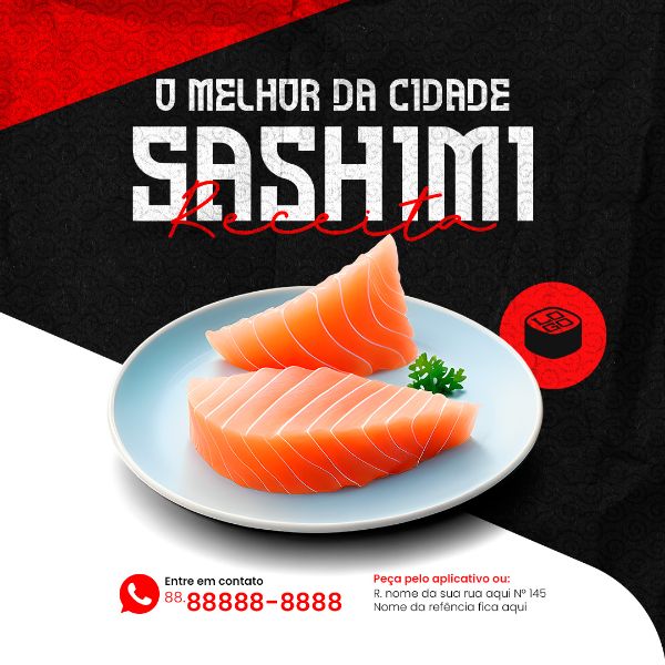 FEED O MELHOR SASHIMI RESTAURANTE JAPONÊS SOCIAL MEDIA PSD EDITÁVEL
