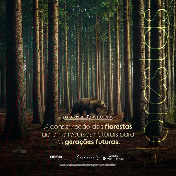 11 DE JULHO - DIA DE PROTEÇÃO ÀS FLORESTAS FLYER SOCIAL MEDIA PSD EDITÁVEL