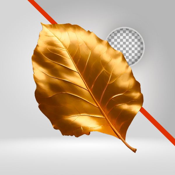 FOLHA DOURADA 02, ELEMENTO PNG, ANO NOVO,  TARDEZINHA, FOLHA DE OURO 3D, PLANTA ARTIFICIAL