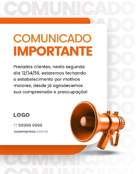 SOCIAL MEDIA PARA AVISOS E COMUNICADOS - LARANJA