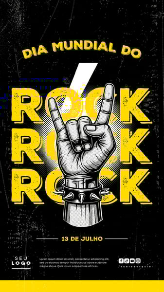 DIA MUNDIAL DO ROCK 13 DE JULHO SOCIAL MEDIA POST EDITÁVEL STORY