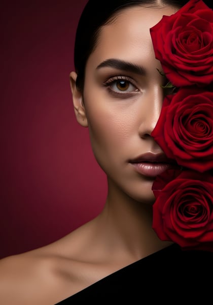LINDA MULHER COM UMA ROSA NO ROSTO DIA DA MULHER 03