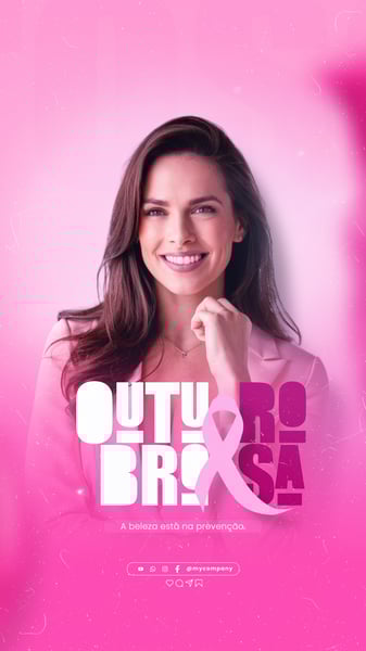 GCO OUTUBRO ROSA MS DE CONSCIENTIZAO SOBRE O CNCER DE MAMA SOCIAL MEDIA FLYER PSD EDITVEL J3