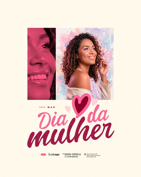 DIA INTERNACIONAL DA MULHER 08 DE MARÇO SOCIAL MEDIA PSD EDITÁVEL 5