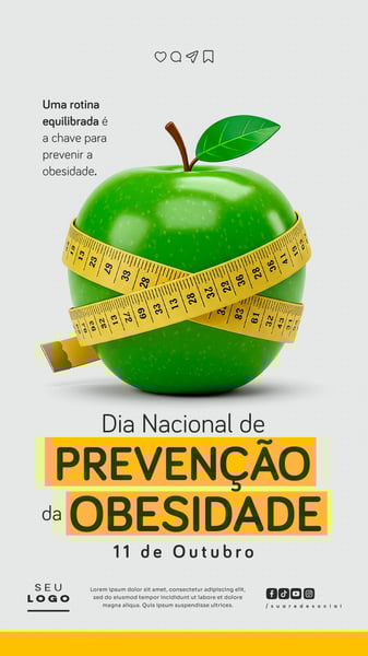 DIA NACIONAL DE PREVENÇÃO DA OBESIDADE 11 DE OUTUBRO STORY SOCIAL MEDIA PSD EDITÁVEL 7