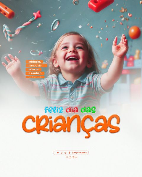 DIA DAS CRIANÇAS 12 DE OUTUBRO SOCIAL MEDIA PSD EDITÁVEL