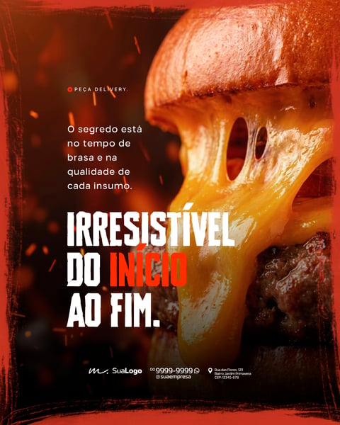 HAMBURGUERIA NA BRASA ARTESANAL GOURMET SOCIAL MEDIA PSD EDITÁVEL 9