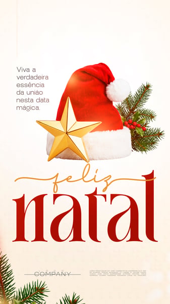 CARTÃO FELIZ NATAL COM GORRO SOCIAL MEDIA FLYER PSD EDITÁVEL STORY