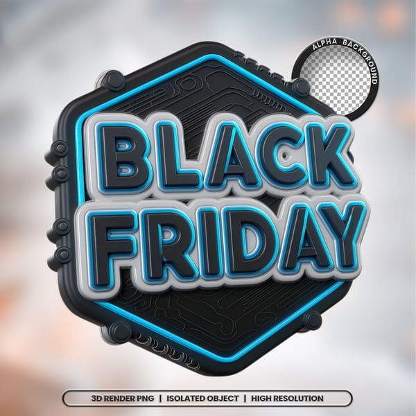 TSO SELO 3D RENDER BLACK FRIDAY ELEMENTO ÍCONE PSD PNG (295)