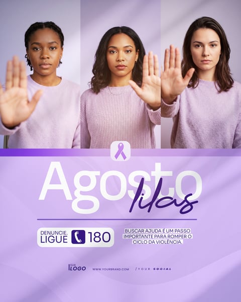 AGOSTO LILÁS CAMPANHA COMBATE À VIOLÊNCIA CONTRA A MULHER SOCIAL MEDIA PSD EDITÁVEL 3