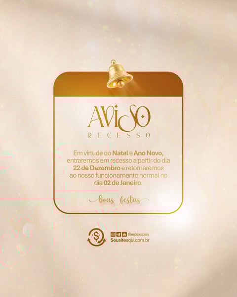 AVISO INFORME HORÁRIO COMUNICADO FELIZ NATAL ANO NOVO SOCIAL MEDIA PSD EDITÁVEL