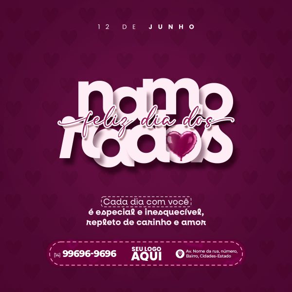 DIA DOS NAMORADOS, VALENTINE'S DAY | SOCIAL MEDIA | PSD EDITÁVEL