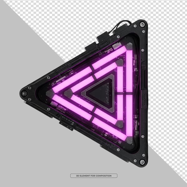 ELEMENTO 3D PNG TRIÂNGULO ESTRUTURA DE LED