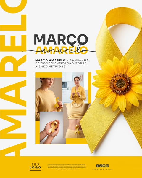 MARÇO AMARELO CAMPANHA DE CONSCIENTIZAÇÃO SOBRE A ENDOMETRIOSE SOCIAL MEDIA PSD EDITÁVEL 5
