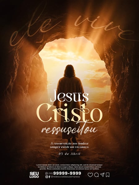 FELIZ PÁSCOA CRISTÃ 05 DE ABRIL SOCIAL MEDIA PSD EDITÁVEL 08