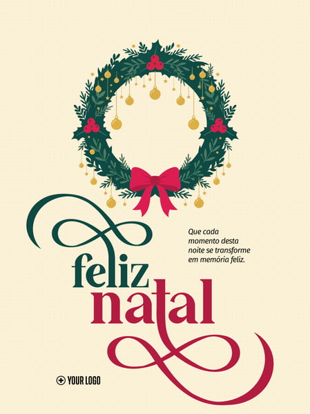 FELIZ NATAL GUIRLANDA ORNAMENTOS SOCIAL MEDIA FLYER PSD EDITÁVEL
