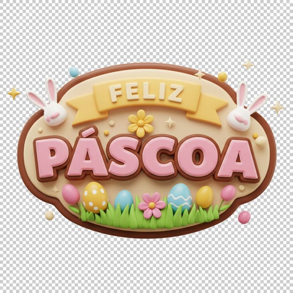 SELO 3D PNG FELIZ PÁSCOA PNG SELO 3D FELIZ PÁSCOA PNG