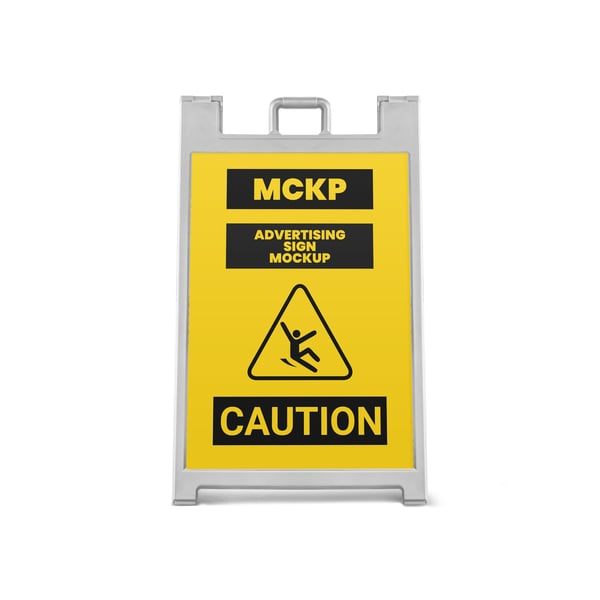 PLACA COM AVISO PSD EDITÁVEL MOCKUP