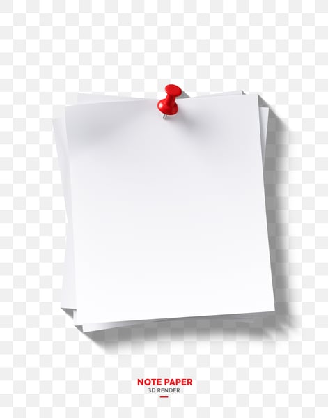 Bloco de Notas Papel Preso com Alfinete Elemento 3D PNG Transparente