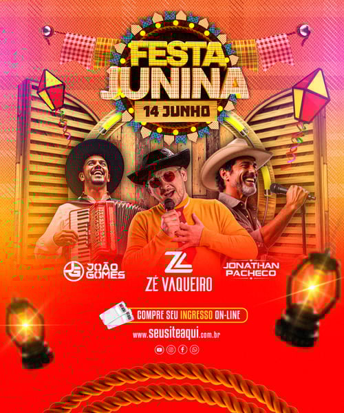 FLYER EVENTO MÚSICA FESTA JUNINA REDES SOCIAIS