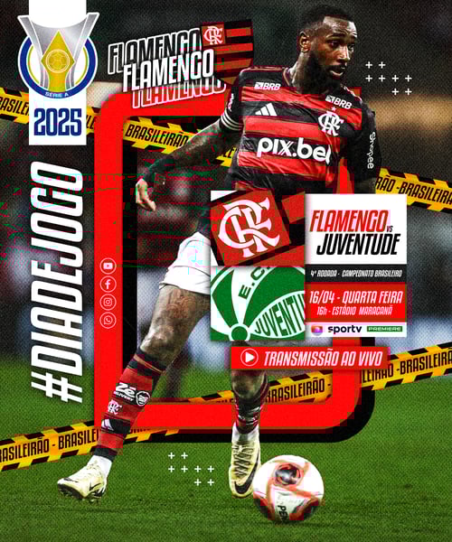 FLYER ESPORTIVO FUTEBOL CAMPEONATO BRASILEIRO DIA DE JOGO FLAMENGO