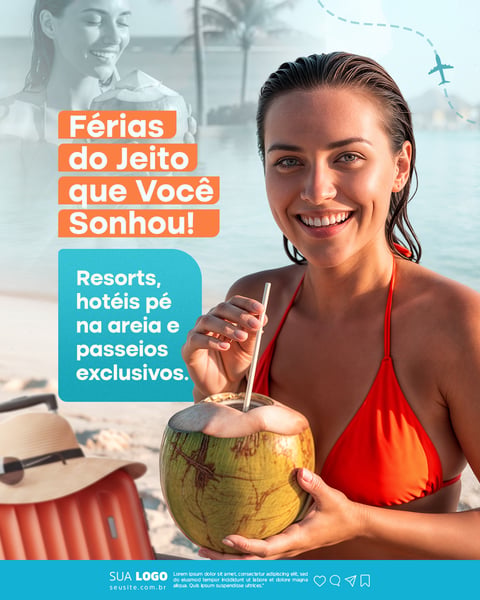 Agência de Viagens Turismo Social Media PSD Editável