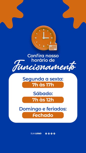 HORÁRIO DE FUNCIONAMENTO STORY