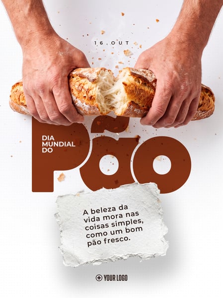 DIA MUNDIAL DO PÃO PANIFICAÇÃO ARTESANAL SOCIAL MEDIA FLYER PSD EDITÁVEL
