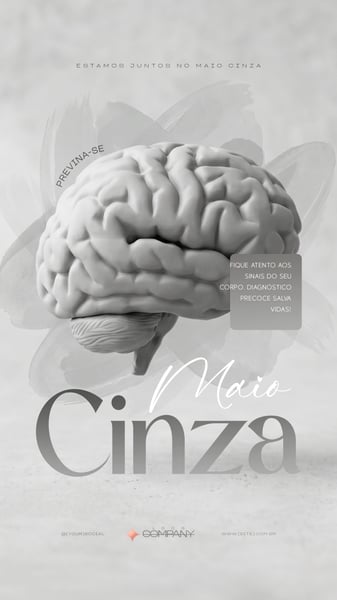 Maio Cinza Campanha de Conscientização CÂNCER DE CÉREBRO SOCIAL MEDIA PSD EDITÁVEL 2 story