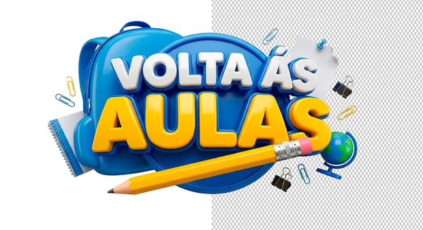 SELO 3D VOLTA ÀS AULAS EM PNG