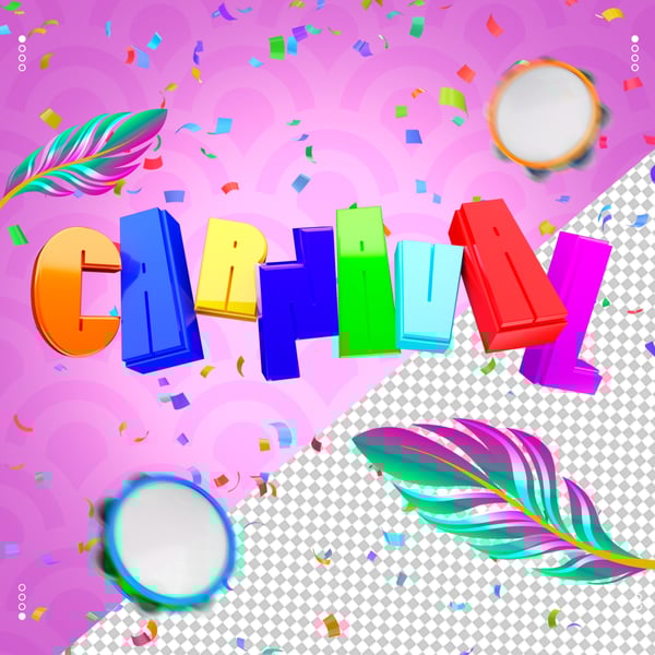Selo 3D Carnaval Colorido para Composição