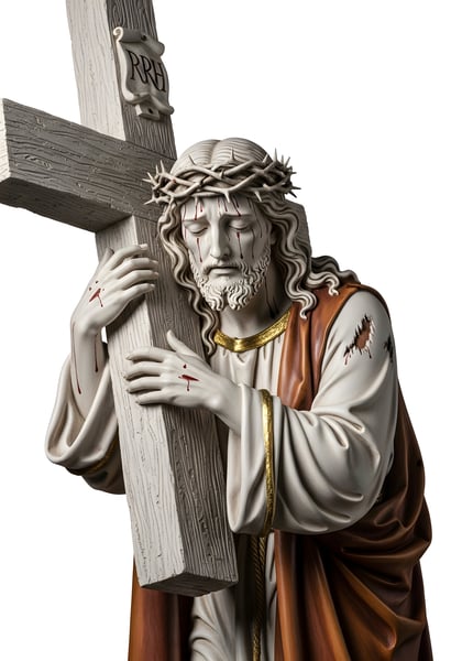 JESUS CRISTO SEGURANDO SUA CRUZ EM MODELO DE ESTÁTUA 02
