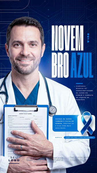 NOVEMBRO AZUL CAMPANHA MUNDIAL DE CONSCIENTIZAÇÃO DA SAÚDE DO HOMEM E COMBATE AO CÂNCER DE PRÓSTATA STORY SOCIAL MEDIA PSD EDITÁVEL 3