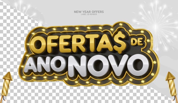 SELO 3D OFERTAS DE ANO NOVO REVEILLON PNG
