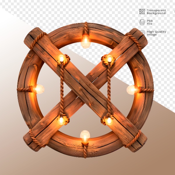 CÍRCULO DE MADEIRA COM LUZ