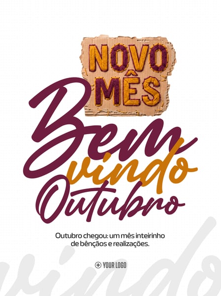 NOVO MÊS BEM VINDO OUTUBRO POST SOCIAL MEDIA FLYER PSD EDITÁVEL