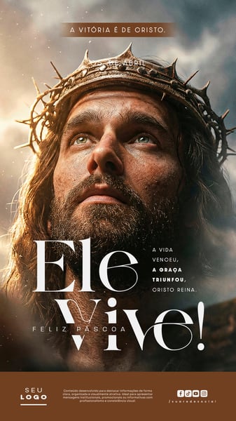 FELIZ PÁSCOA ELE VIVE 05 DE ABRIL STORY SOCIAL MEDIA PSD EDITÁVEL 2