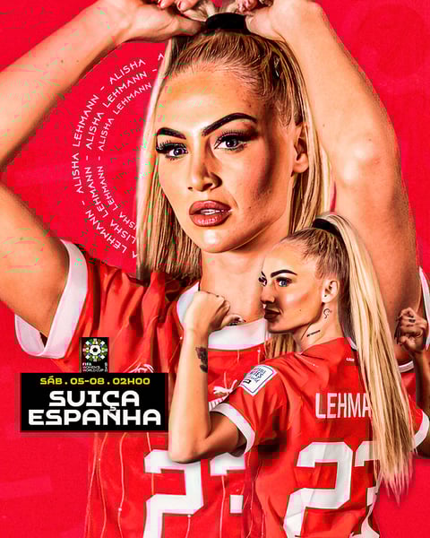 FLYER FUTEBOL SUIÇA X ESPANHA COPA DO MUNDO - LISHA LEHMANN - SUIÇA