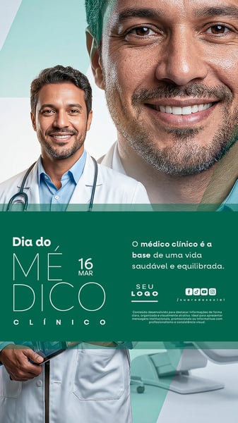 DIA DO MÉDICO CLÍNICO 16 DE MARÇO SOCIAL MEDIA PSD EDITÁVEL 4