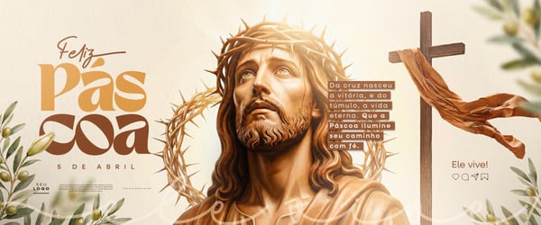 CARROSSEL FELIZ PÁSCOA CRISTÃO 5 DE ABRIL SOCIAL MEDIA PSD EDITÁVEL 5
