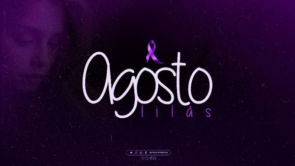 AGOSTO LILÁS CAMPANHA MÊS DA CONSCIENTIZAÇÃO PELO FIM DA VIOLÊNCIA CONTRA A MULHER SOCIAL MEDIA FLYER PSD EDITÁVEL