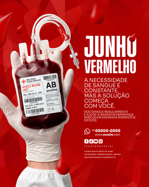 CAMPANHA JUNHO VERMELHO MÊS DE CONSCIENTIZAÇÃO DOAÇÃO DE SANGUE SOCIAL MEDIA PSD EDITÁVEL 7
