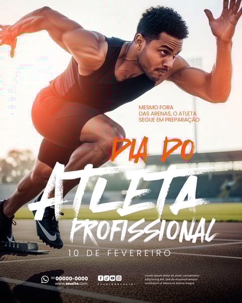 DIA DO ATLETA PROFISSIONAL 10 DE FEVEREIRO SOCIAL MEDIA PSD EDITÁVEL 7