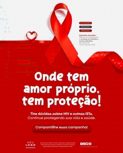 DEZEMBRO VERMELHO MÊS DE LUTA CONTRA A AIDS HIV E OUTRAS IST SOCIAL MEDIA PSD EDITÁVEL 7