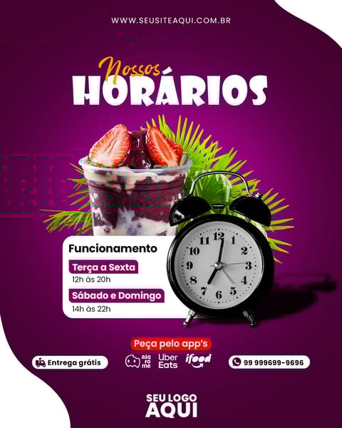 POST FEED - AÇAÍTERIA - NOSSO HORÁRIOS
