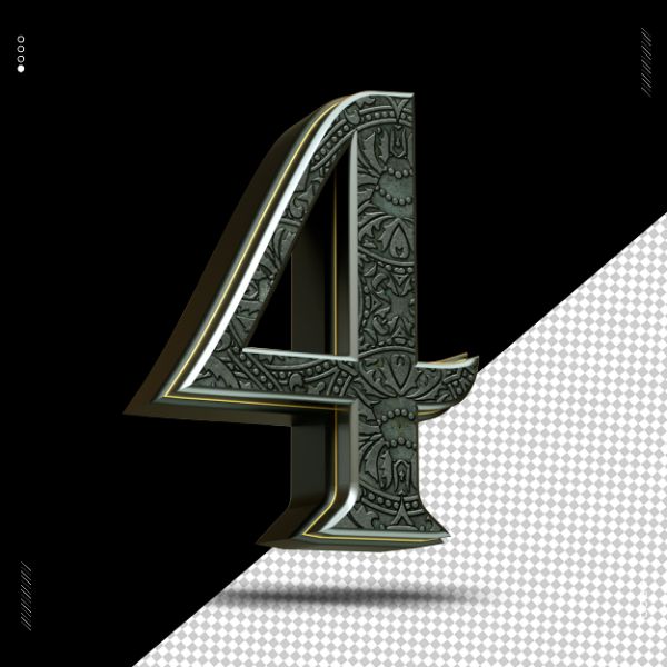 NÚMERO 3D MEDIEVAL PRATA PARA COMPOSIÇÃO